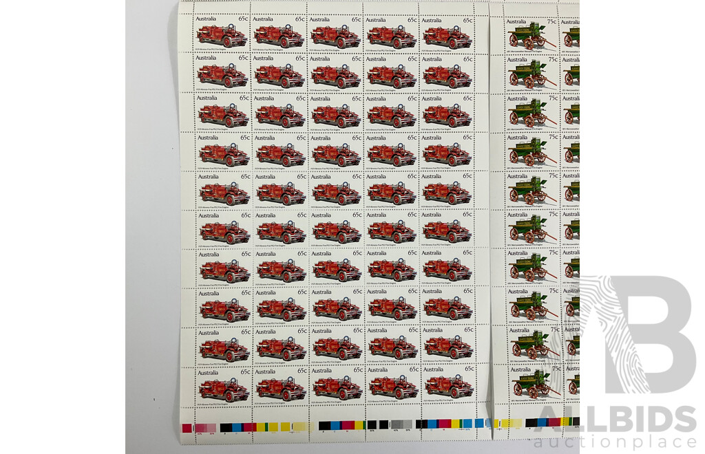 Australian 1983 Mint Stamp Sheet Set, Historic Fire Engines