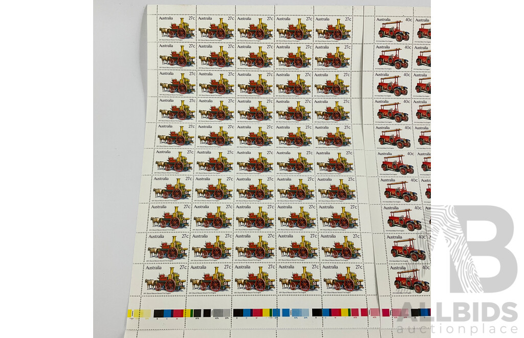 Australian 1983 Mint Stamp Sheet Set, Historic Fire Engines