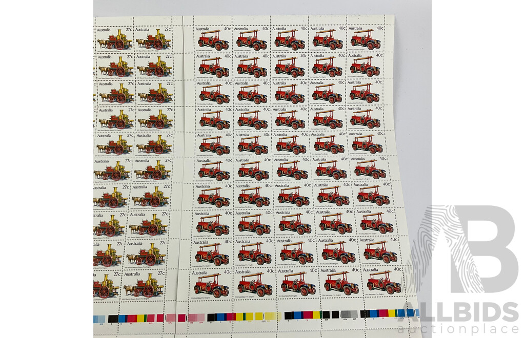 Australian 1983 Mint Stamp Sheet Set, Historic Fire Engines