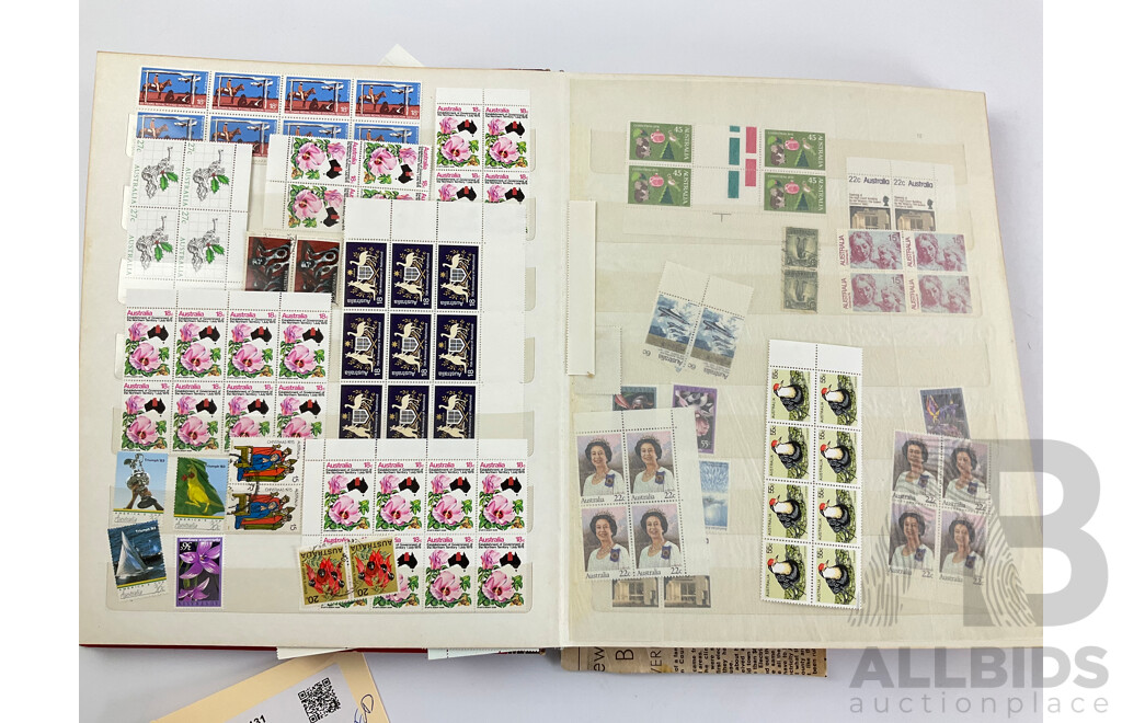 Album of Australian Blocks, Strips and Gutters, Mostly Late 1970's/Early 1980's Including Four Two Dollar Painting Series Block, Sets, Some Predecimal