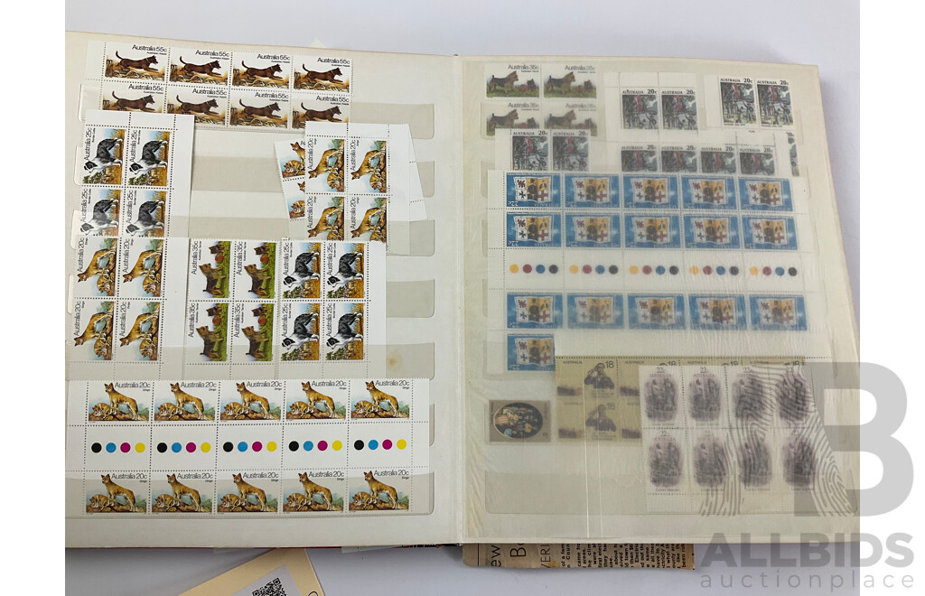 Album of Australian Blocks, Strips and Gutters, Mostly Late 1970's/Early 1980's Including Four Two Dollar Painting Series Block, Sets, Some Predecimal