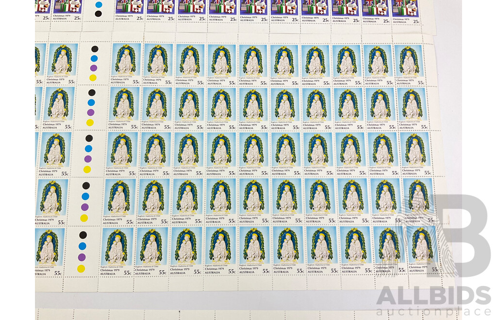 Australian 1979 Mint Stamp Sheets, Christmas 1979 Set