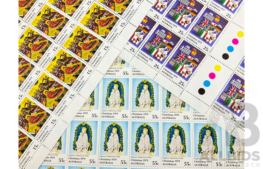 Australian 1979 Mint Stamp Sheets, Christmas 1979 Set