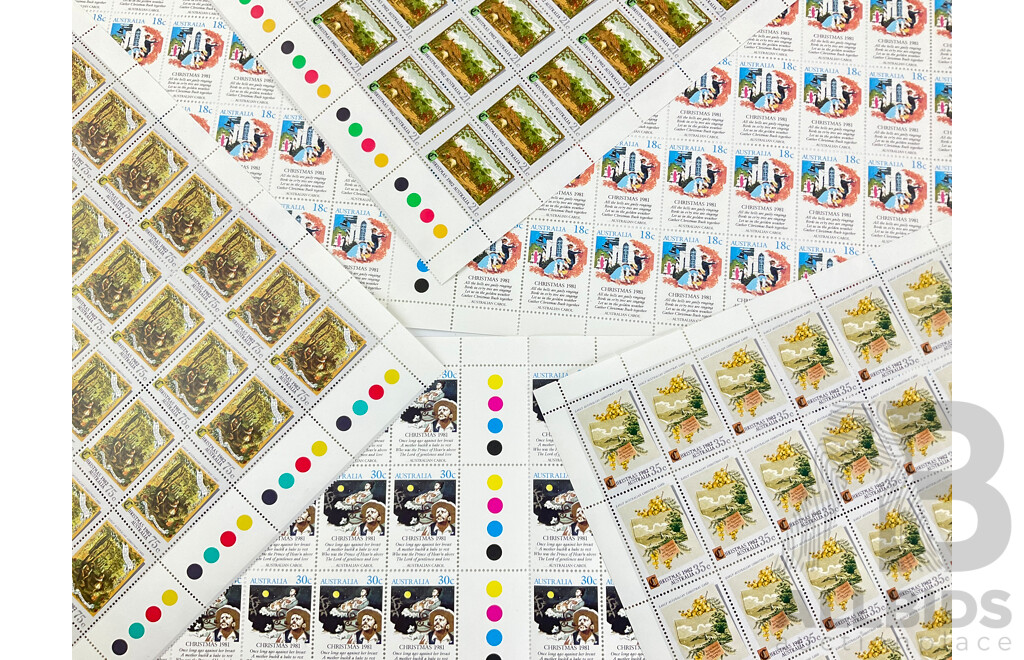 Australian Christmas Mint Stamp Sheets Including 1982 Set and 1981 Part Set
