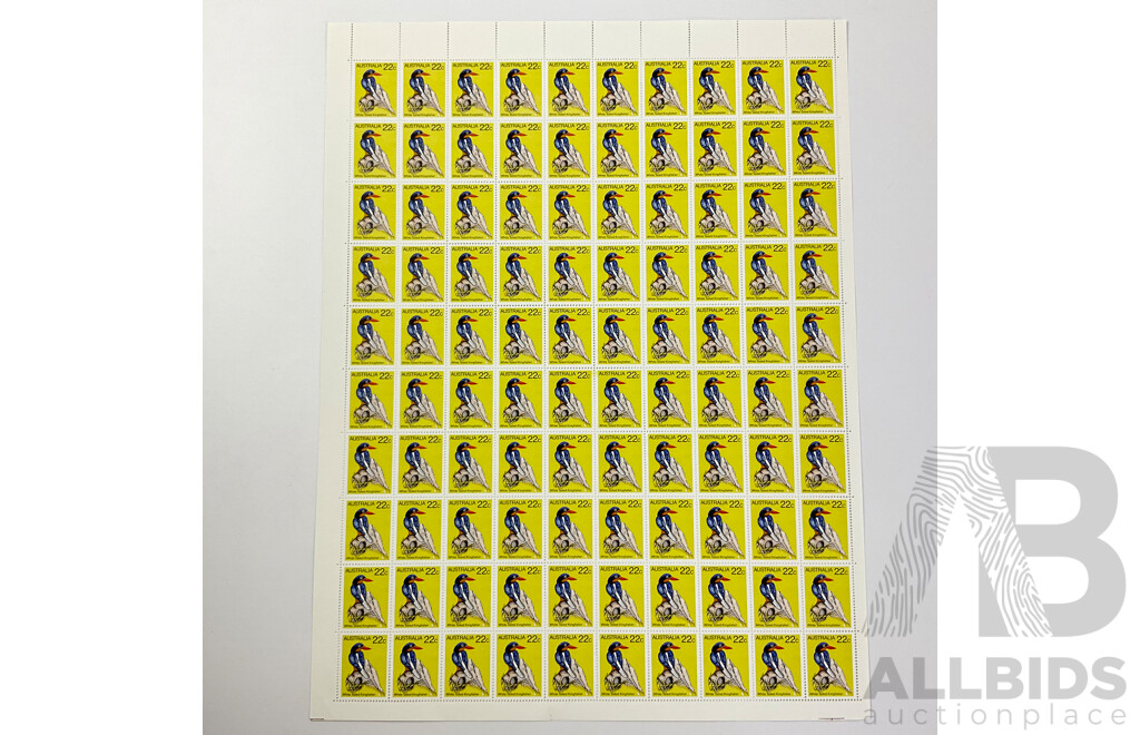 Collection of Australian Stamp Sheets, 1980's Bird Series - Face Value $190