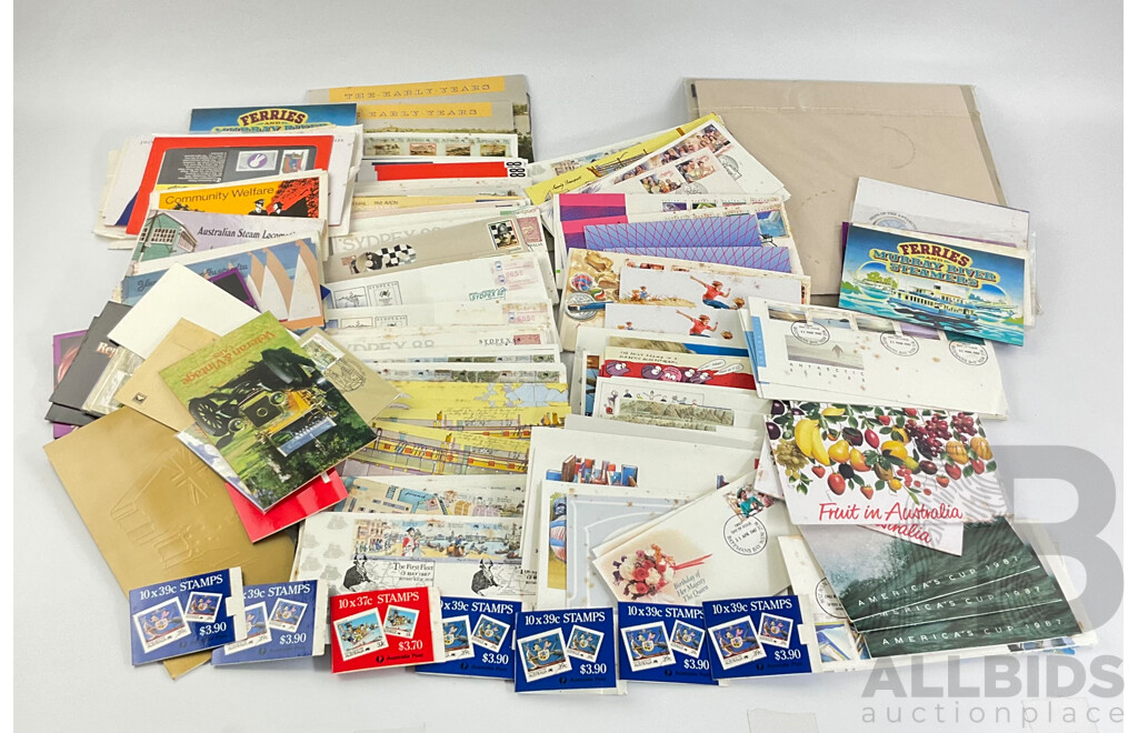 Collection of Australian 1980's Stamp Packs and First Day Covers Including Bicentennial, Living Together Stamp Books, Art of Our Country