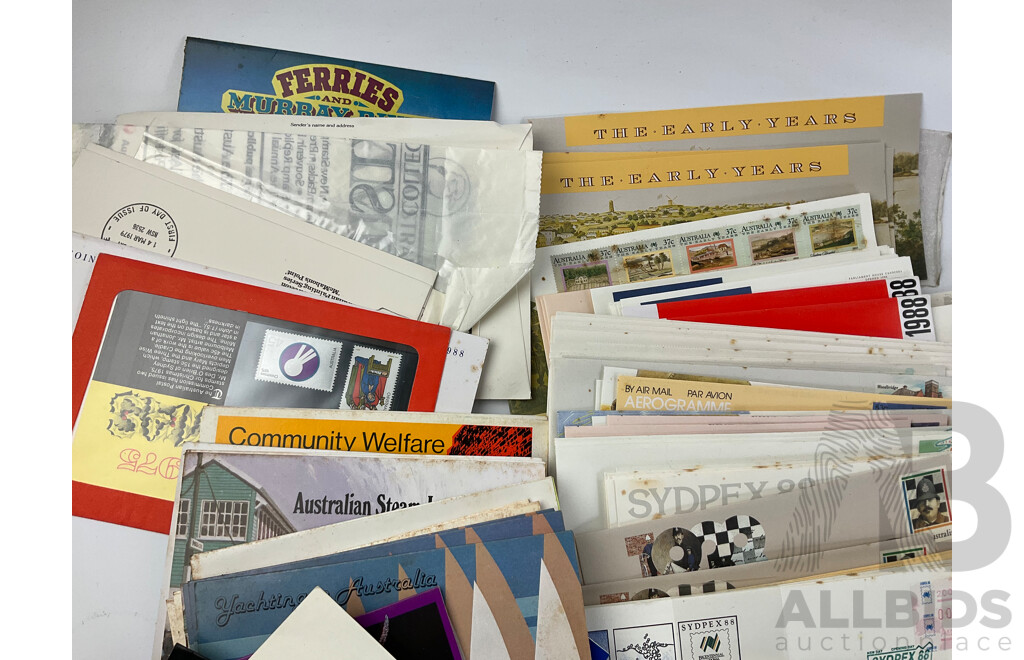 Collection of Australian 1980's Stamp Packs and First Day Covers Including Bicentennial, Living Together Stamp Books, Art of Our Country