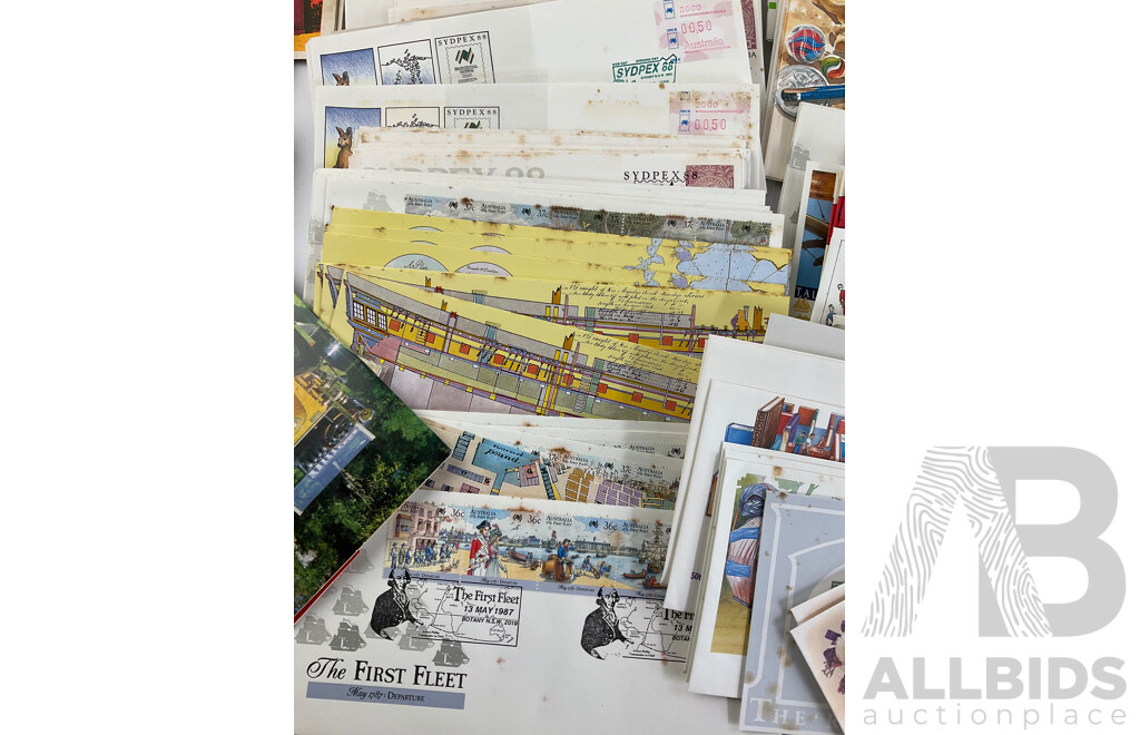 Collection of Australian 1980's Stamp Packs and First Day Covers Including Bicentennial, Living Together Stamp Books, Art of Our Country