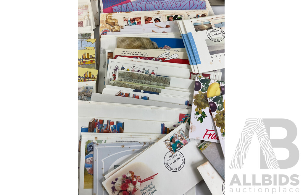 Collection of Australian 1980's Stamp Packs and First Day Covers Including Bicentennial, Living Together Stamp Books, Art of Our Country