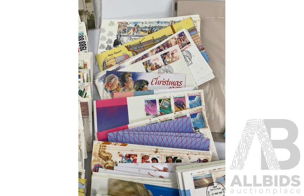 Collection of Australian 1980's Stamp Packs and First Day Covers Including Bicentennial, Living Together Stamp Books, Art of Our Country