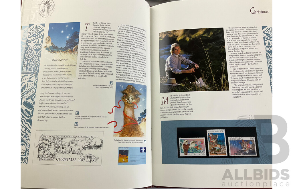 Four Australian Annual Stamp Albums 1988, 1989, 1990, 1991 - Face Value $144