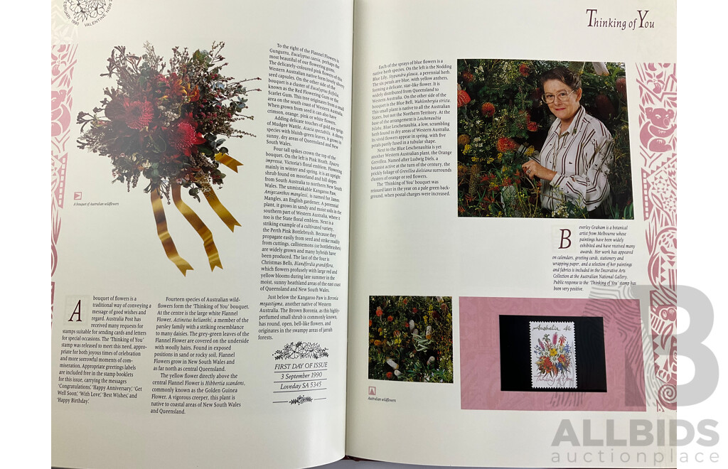 Four Australian Annual Stamp Albums 1988, 1989, 1990, 1991 - Face Value $144