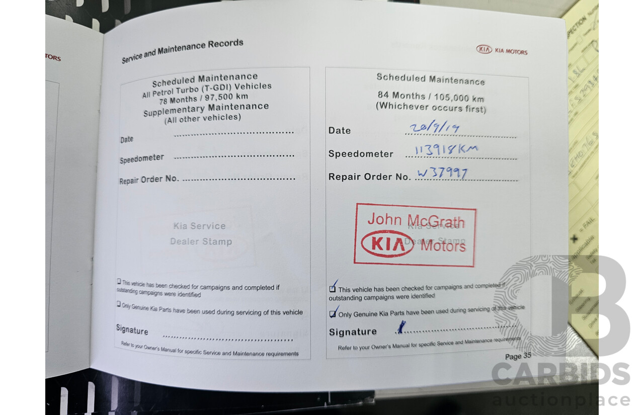 7/2014 Kia Cerato S YD MY14 5d Hatchback White 1.8L