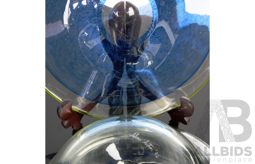 Two Retro Studio Art Glass Pieces, One Signed Alan Aston 82, Other Signature Indistinct