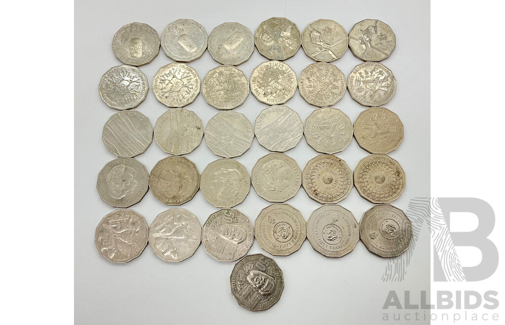 Collection of Australian Commemorative Fifty Cent Coins Including 2017 Mabo(2) 2016 Fifty Years Decimal Currency(3) 1981 Charles Diana(4) 2004 Wildlife(2) 2019 Indigenous Language(4) 1977 Silver Jubilee(2) ......