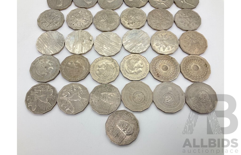 Collection of Australian Commemorative Fifty Cent Coins Including 2017 Mabo(2) 2016 Fifty Years Decimal Currency(3) 1981 Charles Diana(4) 2004 Wildlife(2) 2019 Indigenous Language(4) 1977 Silver Jubilee(2) ......