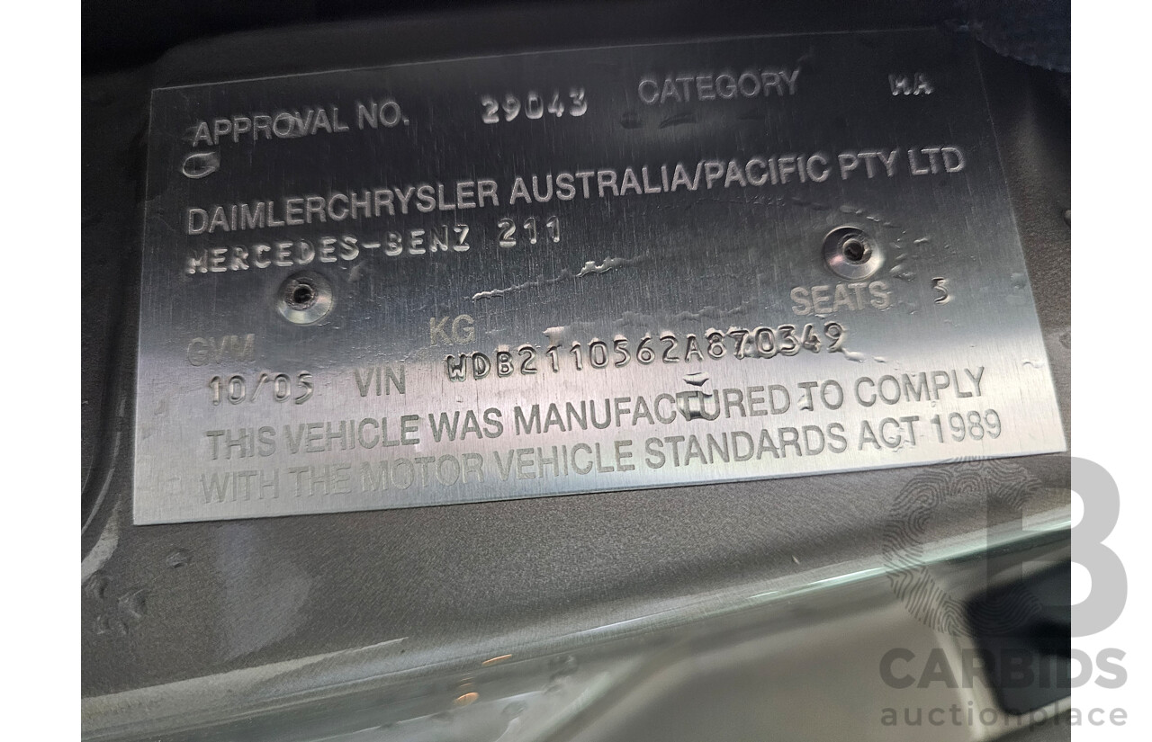 10/2005 Mercedes-Benz E350 Elegance 211 4d Sedan Silver Or Chrome 3.5L