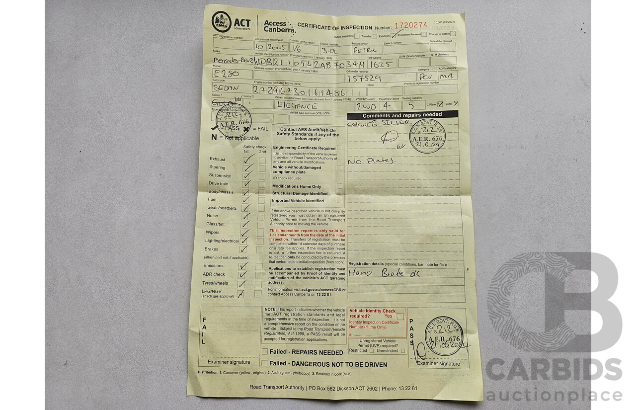 10/2005 Mercedes-Benz E350 Elegance 211 4d Sedan Silver Or Chrome 3.5L