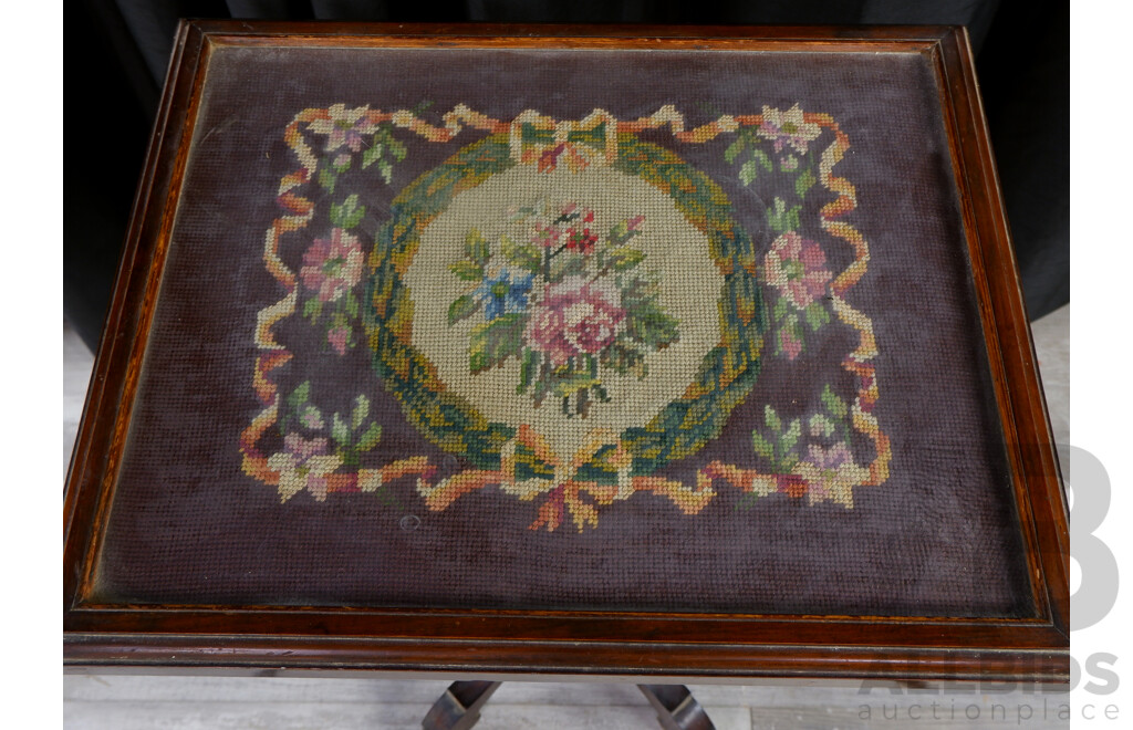 Edwardian Side Table with Needlepoint Top