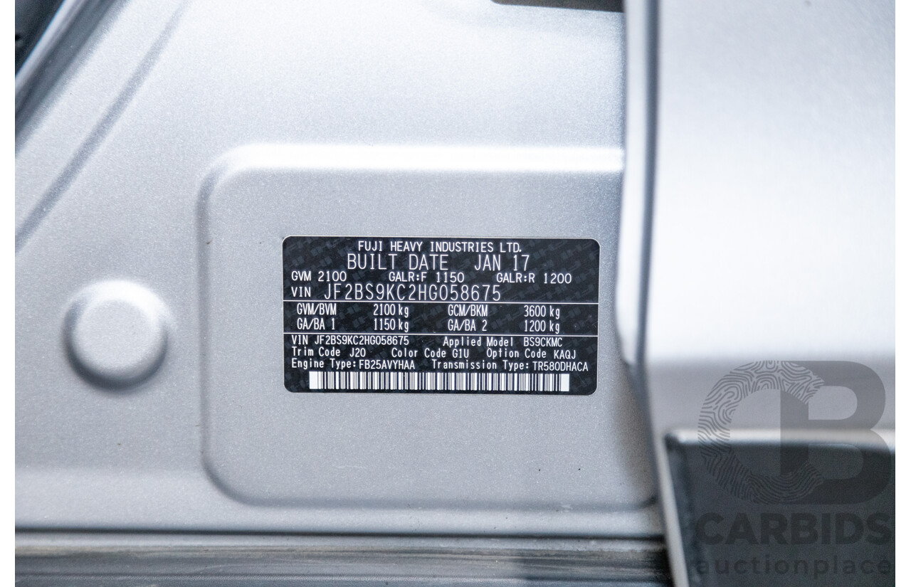 2/2017 Subaru Outback 2.5i (AWD) 5GEN MY17 4d Wagon Ice Silver Metallic 2.5L