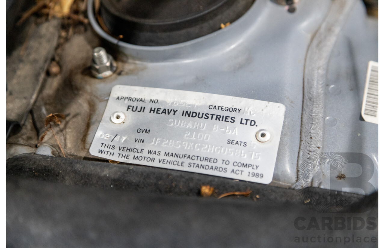 2/2017 Subaru Outback 2.5i (AWD) 5GEN MY17 4d Wagon Ice Silver Metallic 2.5L