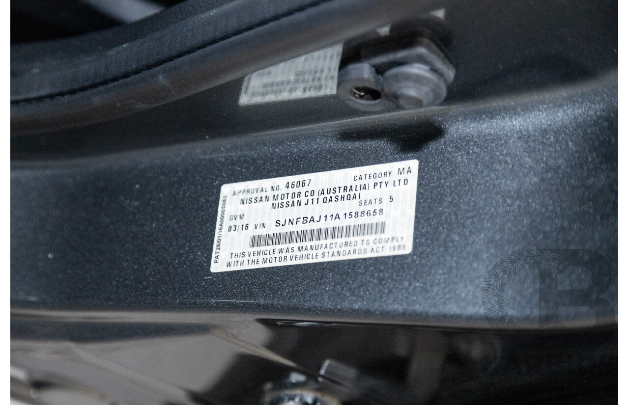 3/2016 Nissan Qashqai TI J11 4d Wagon Gun Metallic Grey 2.0L