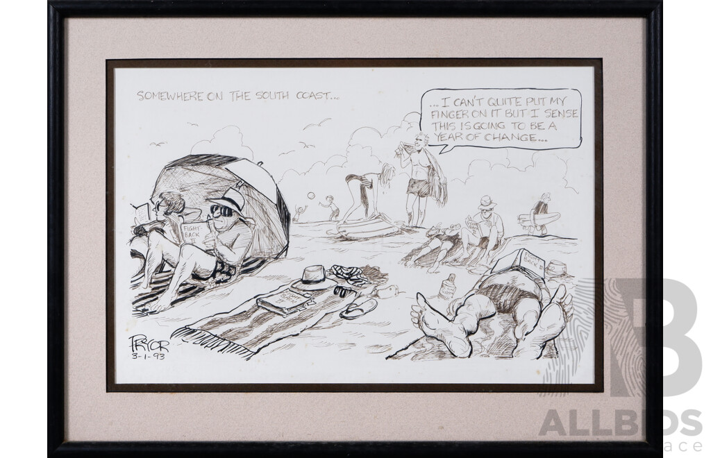 Geoff Pryor, (20th Century, Australian, 1944-), Somewhere on the South Coast, Original Pen and Ink Drawing