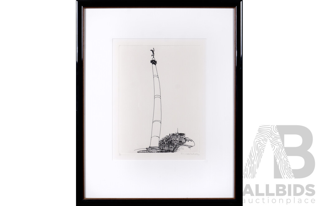 Brett Whiteley, (Australian 1939-1992), Place De La Bastille, Paris 1990, Etching