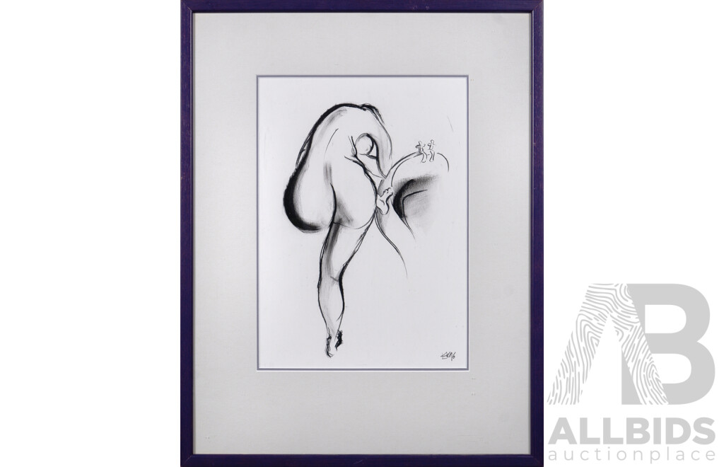 EmiLie Klintworth, (Contemporary), Pair of Nude Studies, Watercolour and Charcoal (2)