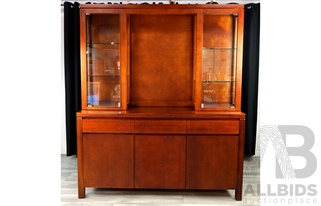 Jarrah Two Piece Bookcase/Display Cabinet