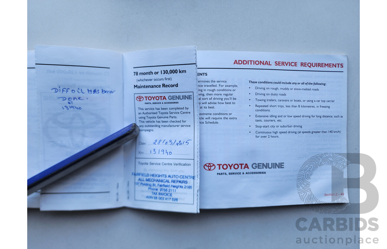 02/2010 Toyota Hi-Ace LWB RWD TRH201R 4D Van White 2.7L