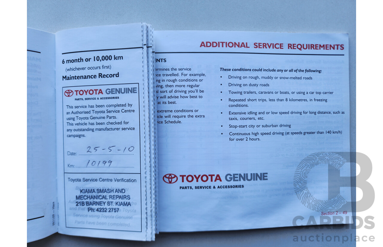 02/2010 Toyota Hi-Ace LWB RWD TRH201R 4D Van White 2.7L