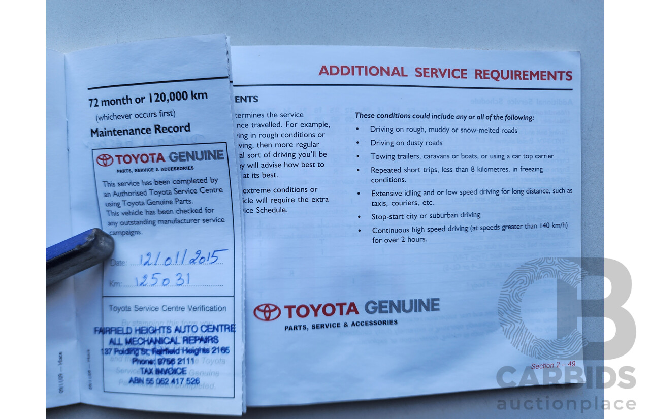 02/2010 Toyota Hi-Ace LWB RWD TRH201R 4D Van White 2.7L