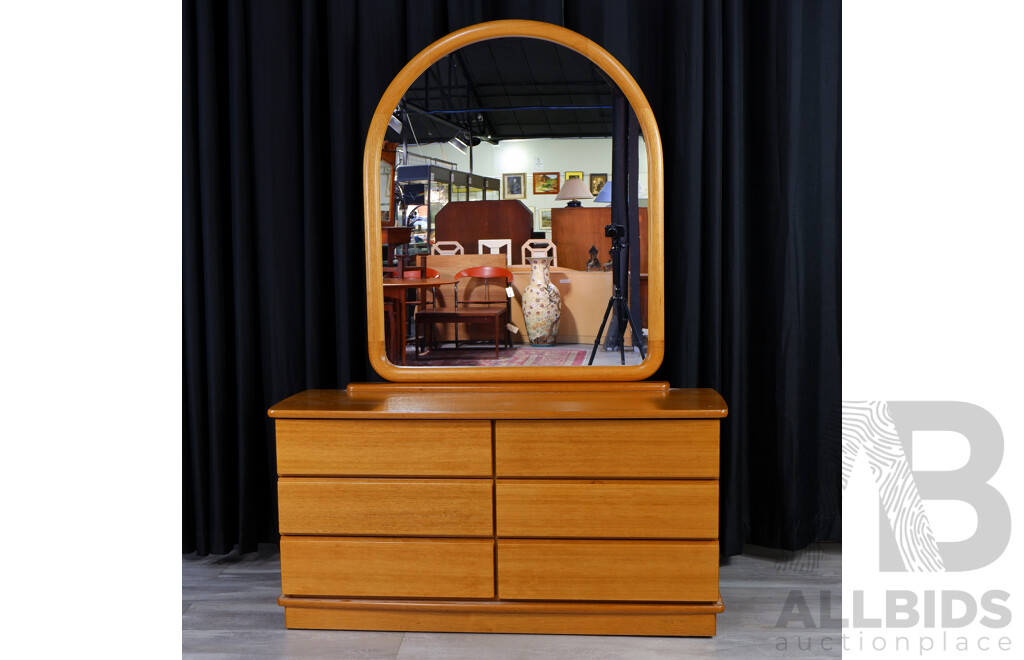 Pine Mirrored Back Dressing Chest by Biltrite Furniture