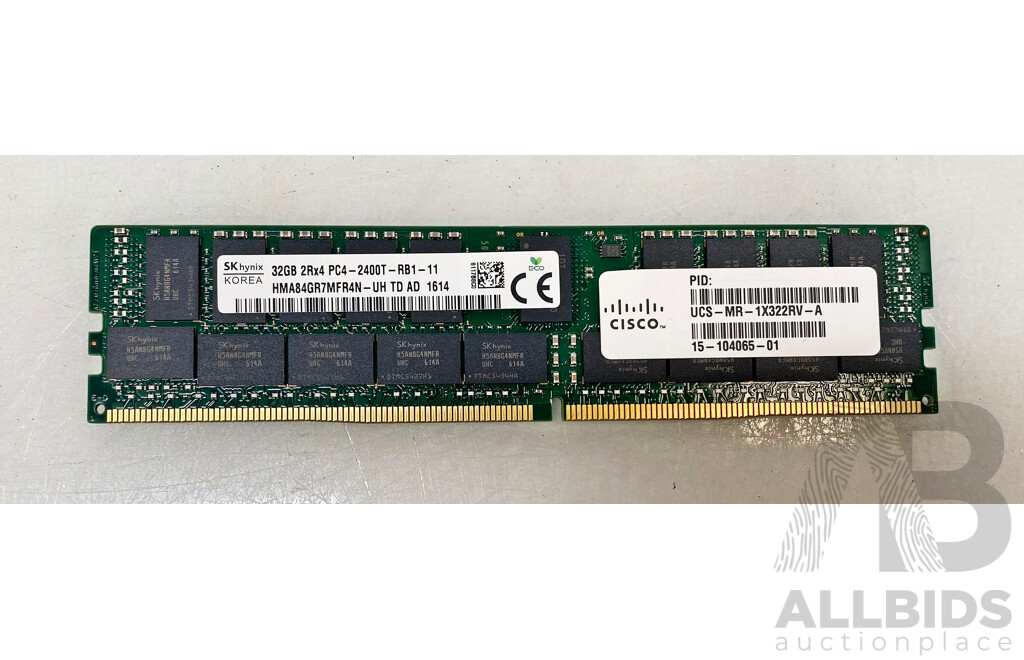 SK Hynix (HMA84GR7MFR4N) 32GB ECC DDR4 RDIMM RAM - Lot of Four