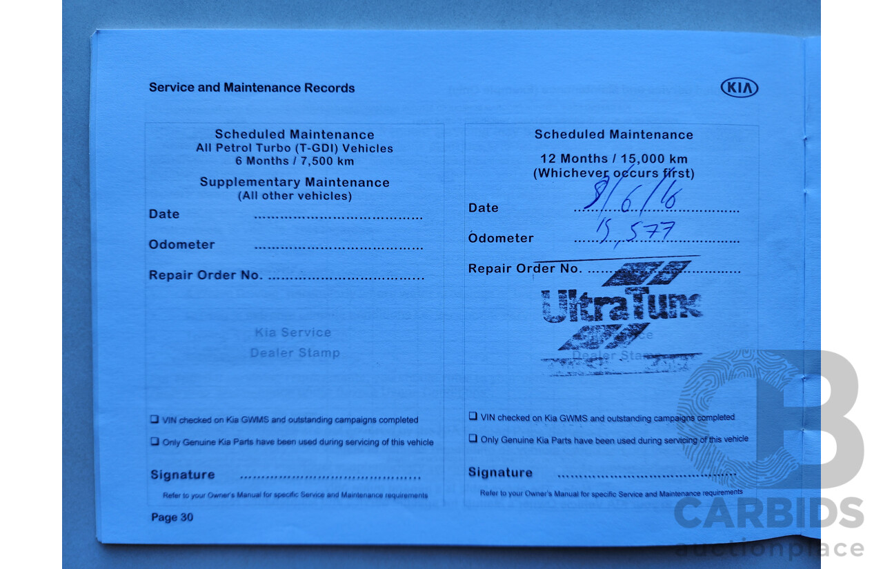 09/2015 Kia Rio S FWD UB MY15 3D Hatchback White 1.4L