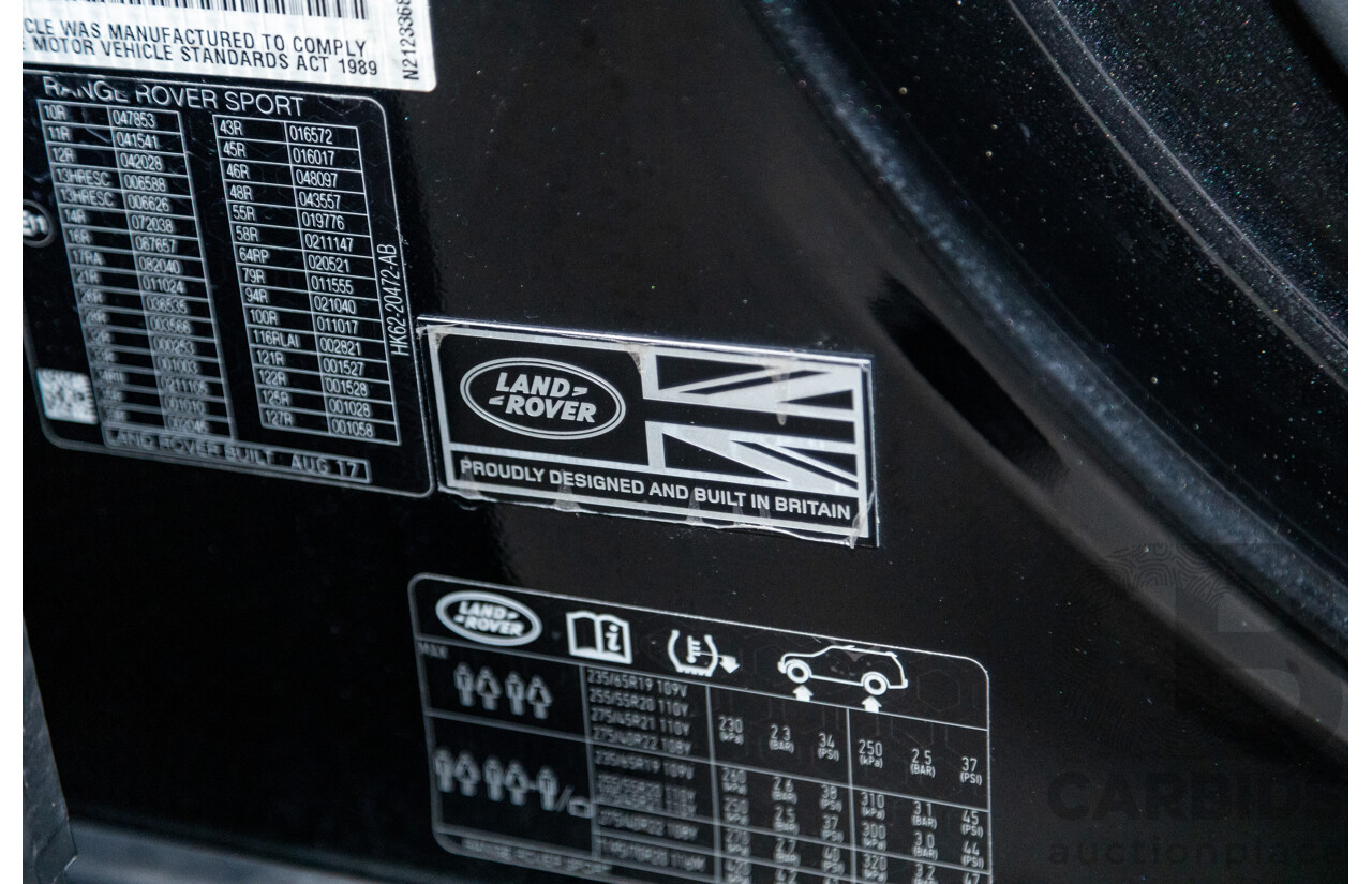 10/2017 Land Rover Range Rover Sport SDV8 HSE Dynamic LW (AWD) MY16 4d Wagon Santorini Black Metallic Twin Turbo Diesel V8 4.4L