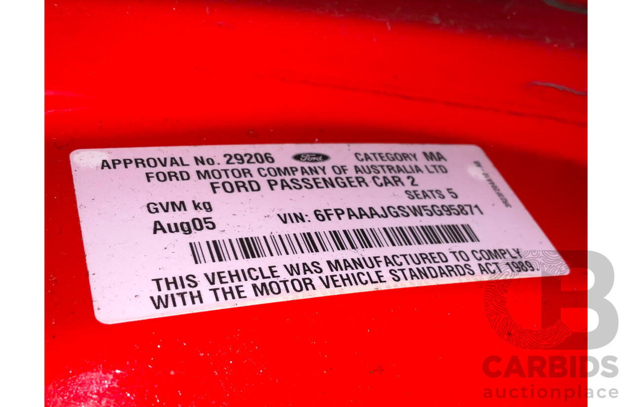 8/2005 Ford Falcon XR6 BA MKII 4d Sedan Red 4.0L
