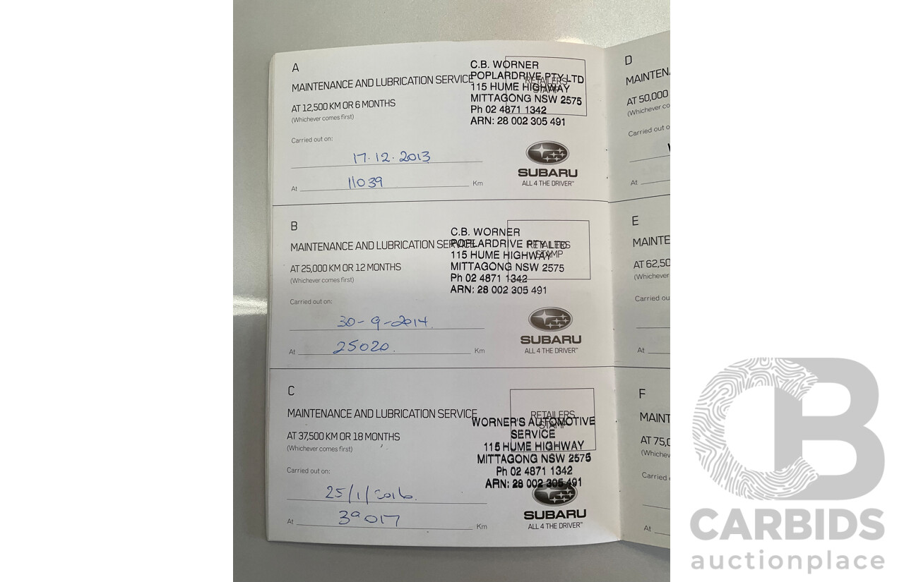 5/2013 Subaru Impreza 2.0i-S (AWD) MY13 5d Hatchback Pearl White 2.0L