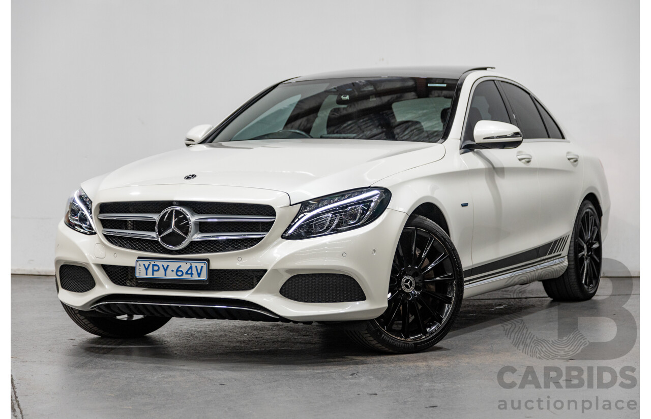 01/2018 Mercedes Benz C350e W205 MY18 4d Sedan Diamond White Metallic Turbo 2.0L / 60kw Hybrid
