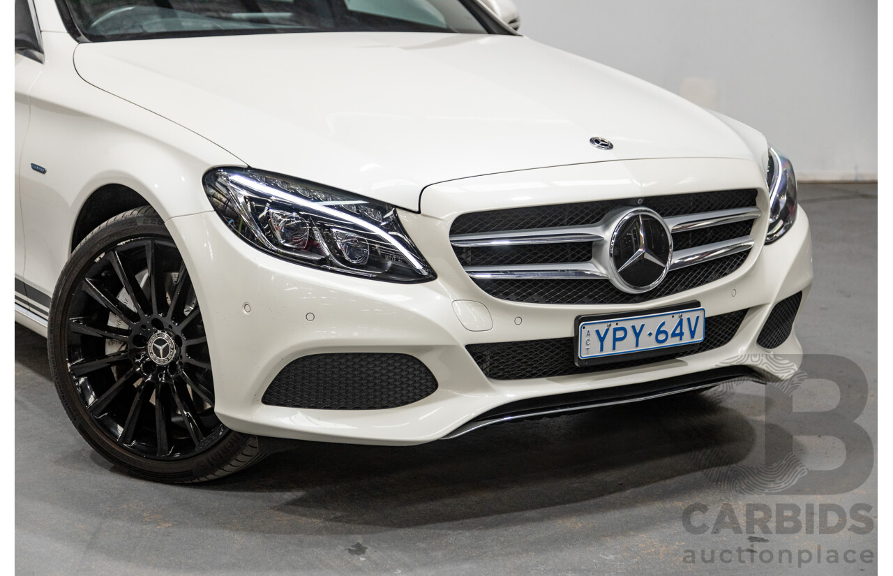 01/2018 Mercedes Benz C350e W205 MY18 4d Sedan Diamond White Metallic Turbo 2.0L / 60kw Hybrid