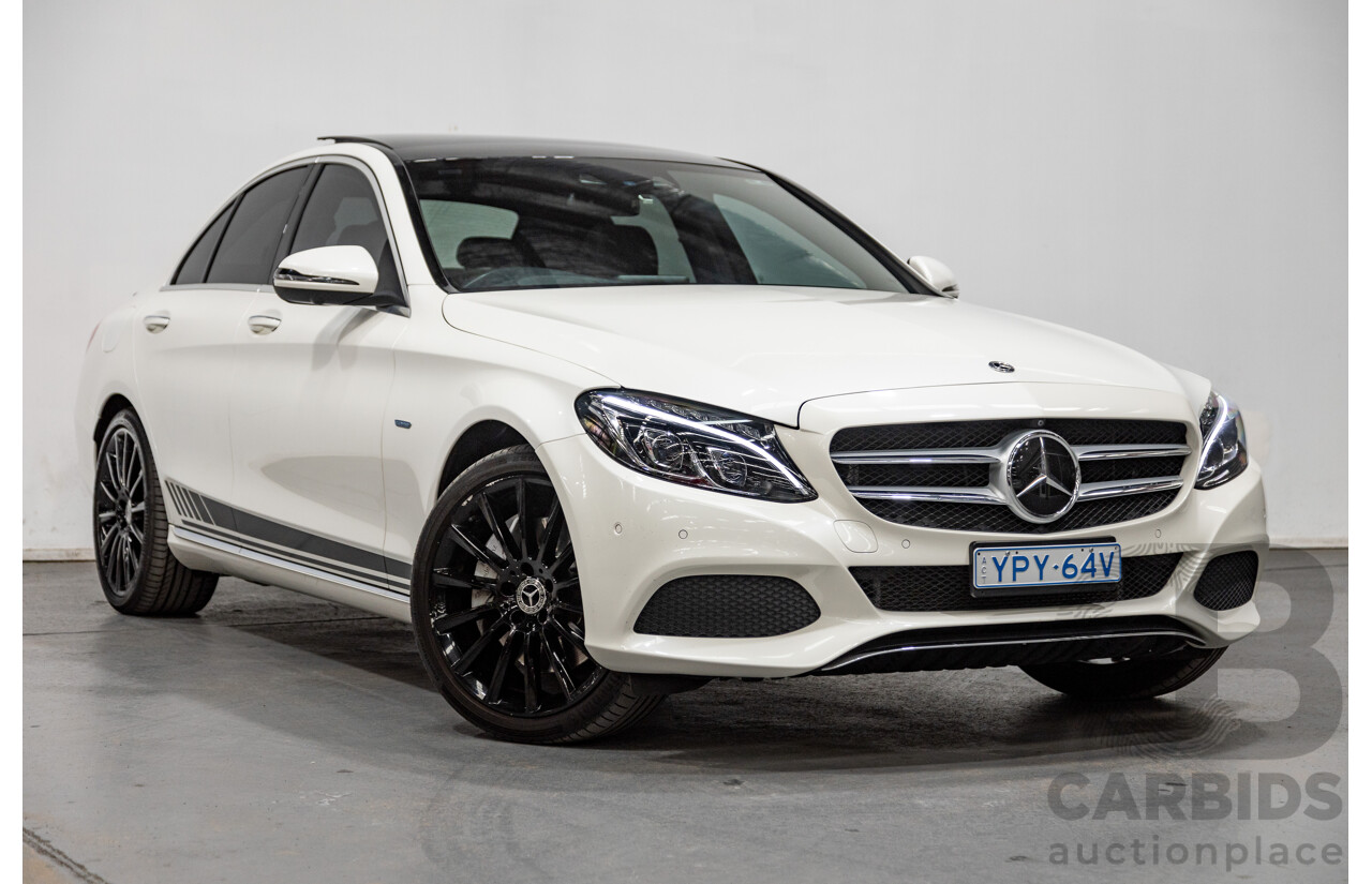 01/2018 Mercedes Benz C350e W205 MY18 4d Sedan Diamond White Metallic Turbo 2.0L / 60kw Hybrid