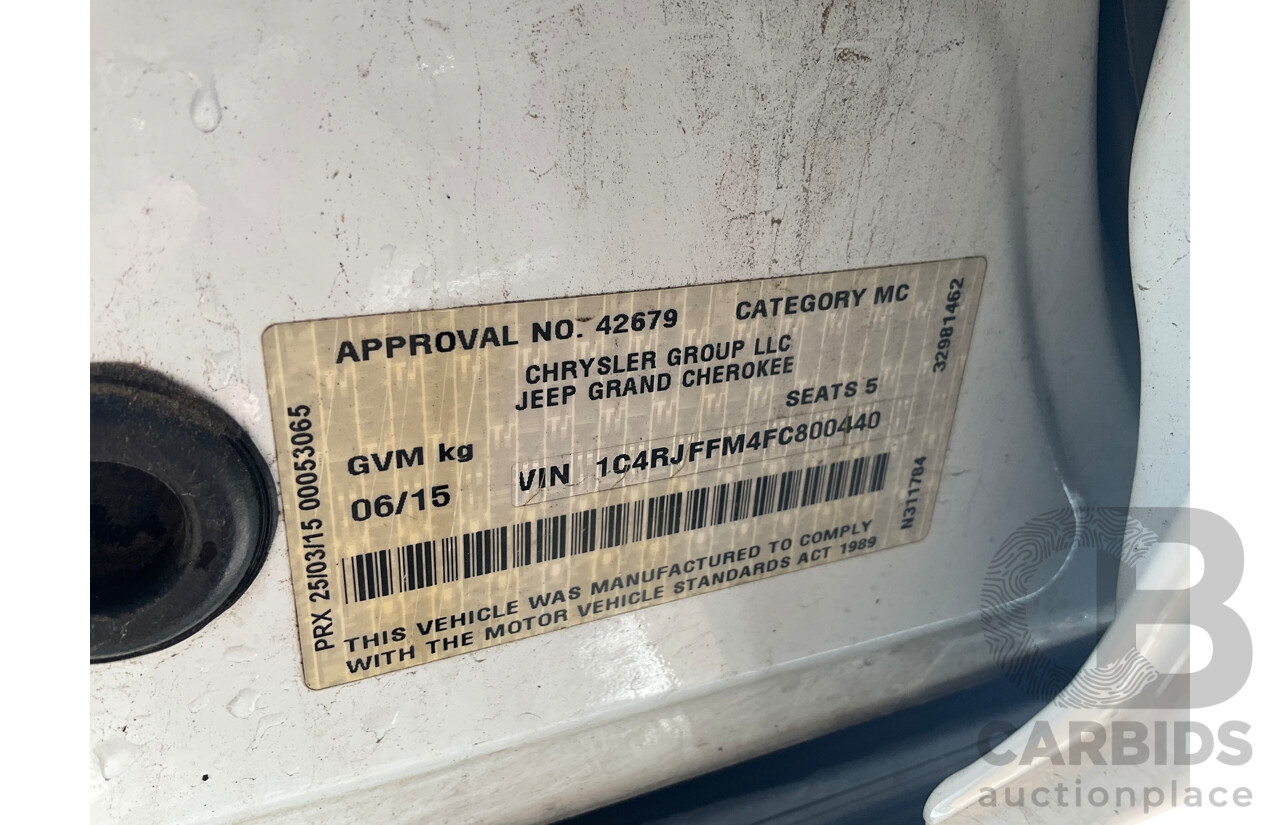 06/2015 Jeep Grand Cherokee Limited (4x4) WK MY15 4d Wagon White Turbo Diesel V6 3.0L