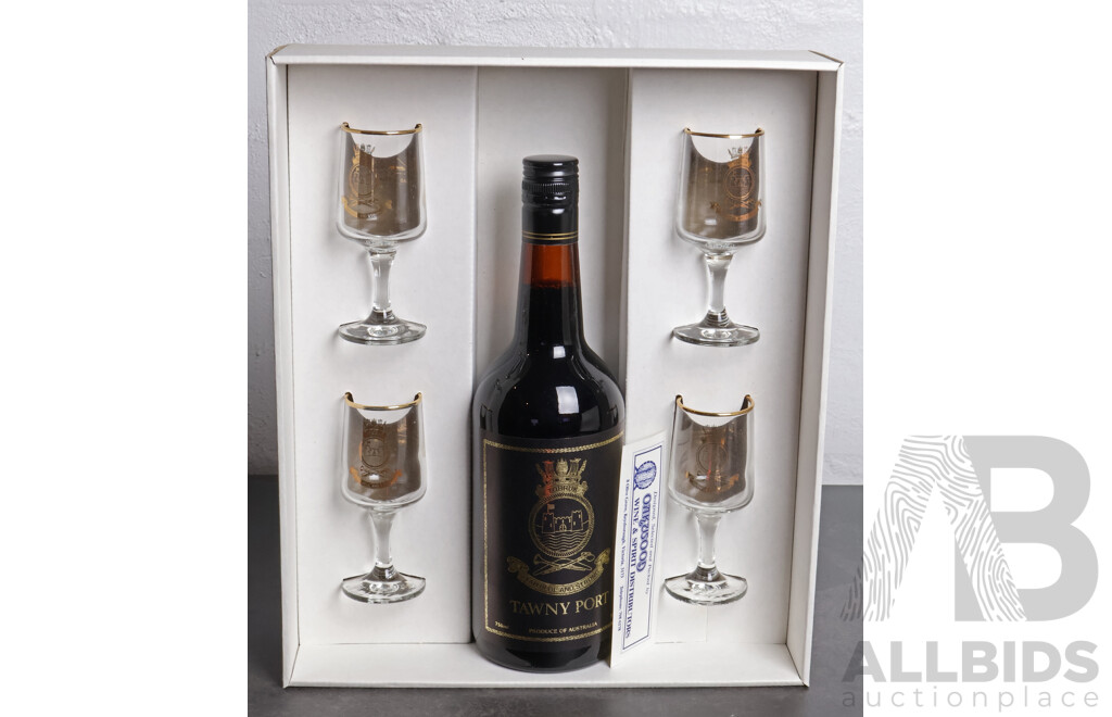 Tobruk Tawny Port with Four Stemmed Glasses in Presentation Box