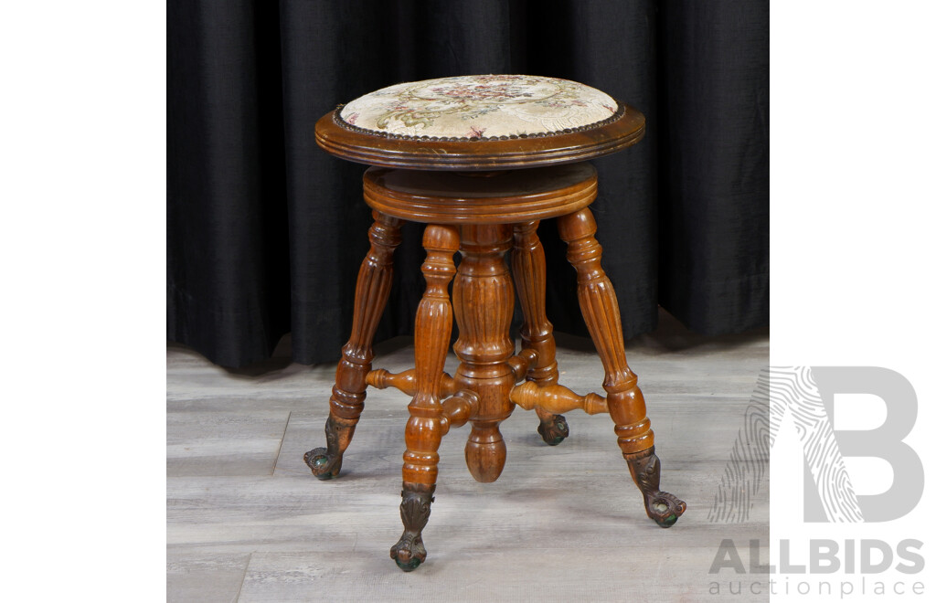 Victorian Oak Piano Stool