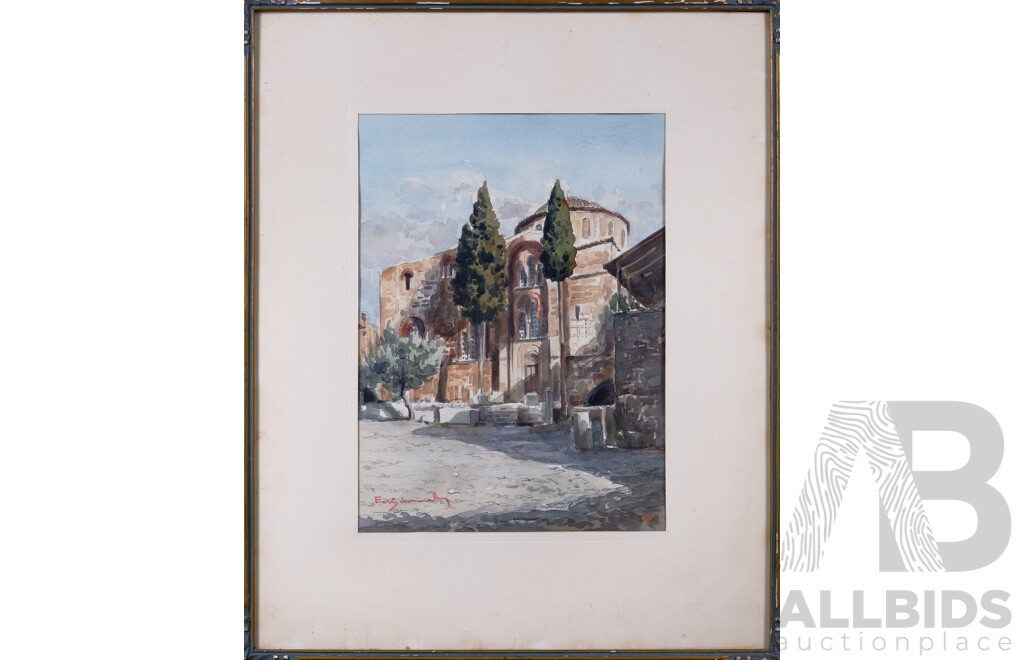 Continental School (19th Century), Cloister, Water Colour on Card