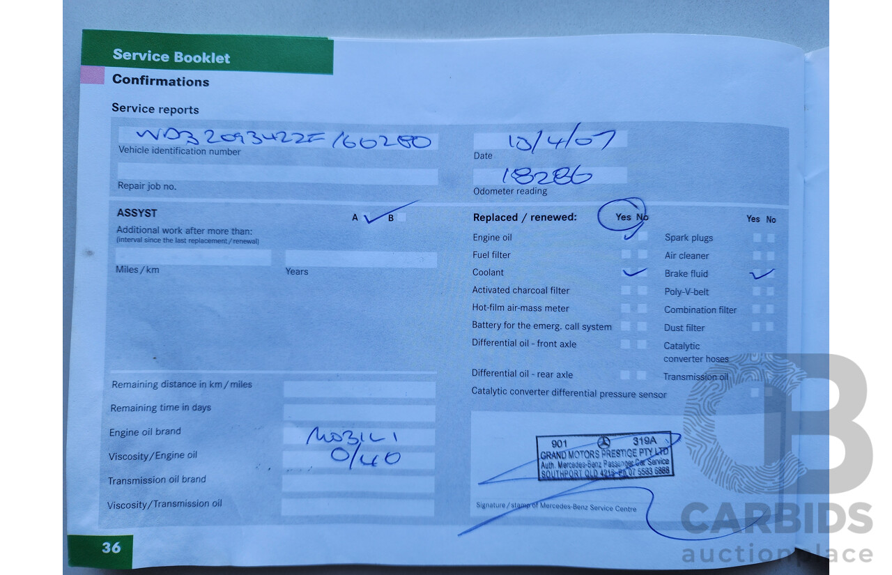 05/2005 Mercedes-Benz Clk200k ELEGANCE RWD C209 2D Coupe Black 1.8L