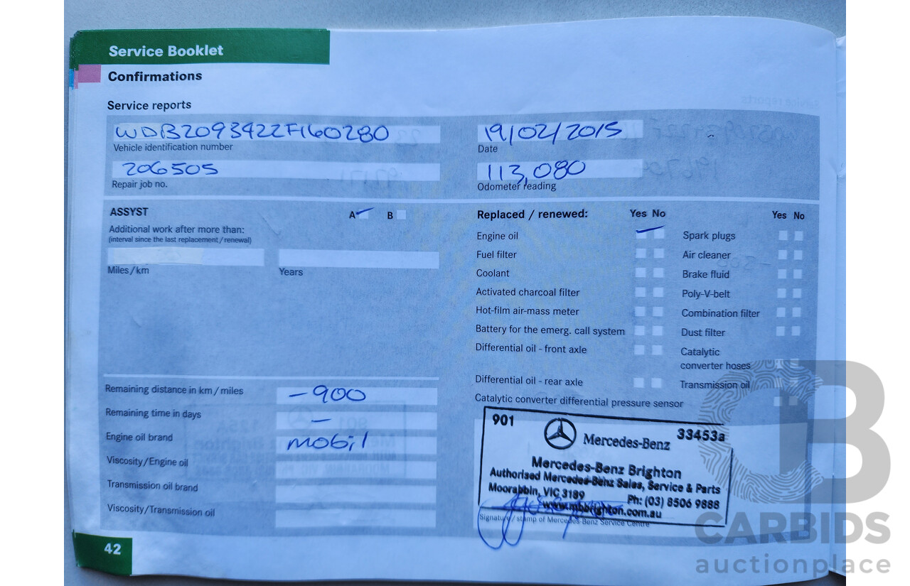 05/2005 Mercedes-Benz Clk200k ELEGANCE RWD C209 2D Coupe Black 1.8L