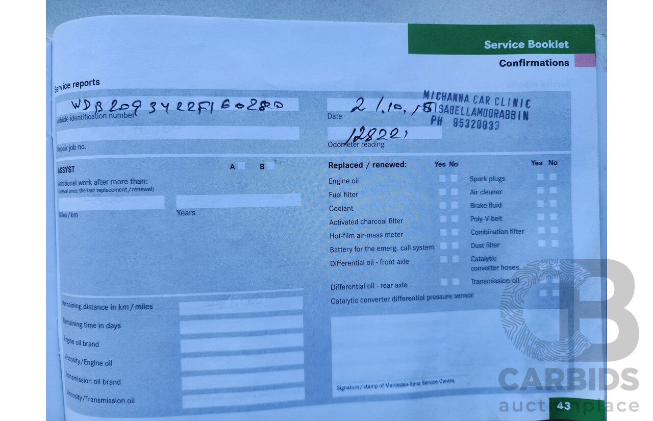 05/2005 Mercedes-Benz Clk200k ELEGANCE RWD C209 2D Coupe Black 1.8L