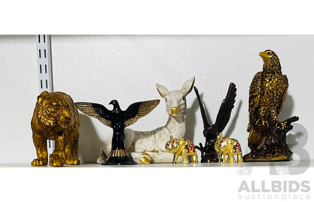 Collection of Gilded and Other Composite Animal Statues